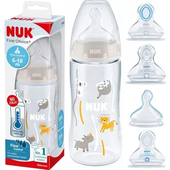 Kojenecká láhev NUK LÁHEV S UKAZATELEM TEPLOTY 300ml 6-18m FIRST CHOICE+ MODRÁ