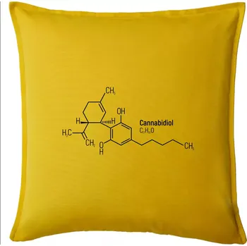 Polštář Molekulární struktura CBD (Canabidiol) - Polštář 50x50 - 50x50 - Pouze potah ( Žlutá )