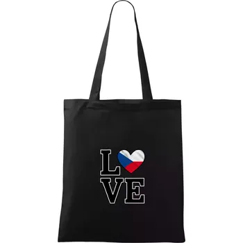 Nákupní taška Love Česká vlajka - Taška bavlněná - 42 x 38 cm ( Černá )