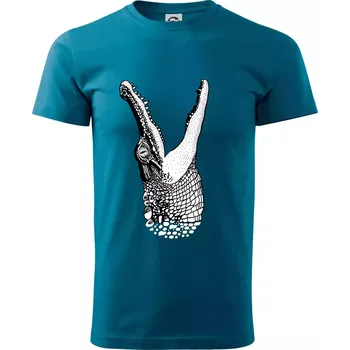 Krokodýl kreslený (Pecka design) - Klasické pánské triko vyšší gramáže - XS ( Petrolejová )