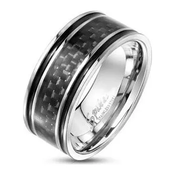 Prsten OPR0118-70 Pánský ocelový prsten s karbonem
