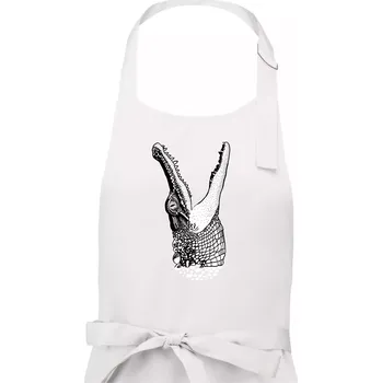 Kuchyňská zástěra Krokodýl kreslený (Pecka design) - Pánská zástěra na vaření - Univerzální velikost ( Bílá )