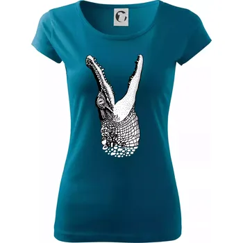 Dámské oblečení Krokodýl kreslený (Pecka design) - Dámské triko Pure - M ( Petrolejová )