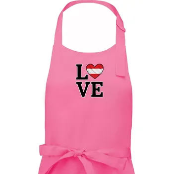 Kuchyňská zástěra Love Rakouská vlajka - Pánská zástěra na vaření - Univerzální velikost ( Růžová )