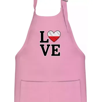 Kuchyňská zástěra Love Polská vlajka - Dětská zástěra na vaření - Univerzální velikost ( Růžová )