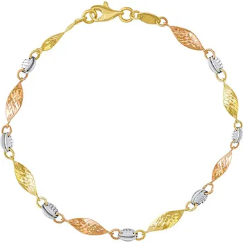 Šperk Zlatý náramek Kaito ze žlutého, bílého a růžového zlata s broušenými články - 4 mm
