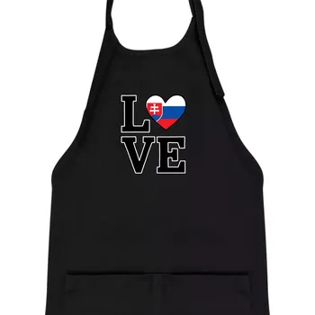 Kuchyňská zástěra Love Slovenská vlajka - Dětská zástěra na vaření - Univerzální velikost ( Černá )