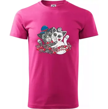 Kočky v objetí (Pecka design) - Klasické pánské triko vyšší gramáže - XS ( Purpurová )