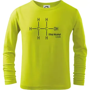 Dětská móda Molekulární struktura Ethanol - Triko dětské Long Sleeve - 104-110cm / 3-4 roky ( Limetková )
