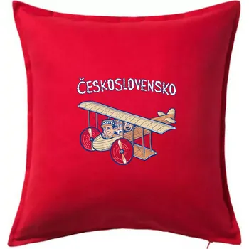 Polštář Československo letadlo (Pecka design) - Polštář 50x50 - 50x50 - Pouze potah ( Červená )