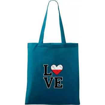 Love Polská vlajka - Taška bavlněná - 42 x 38 cm ( Petrolejová )