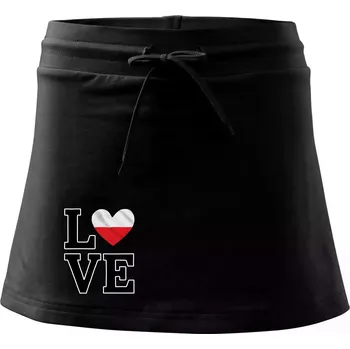 Dámská sukně Love Polská vlajka - Sportovní sukně - two in one - S ( Černá )