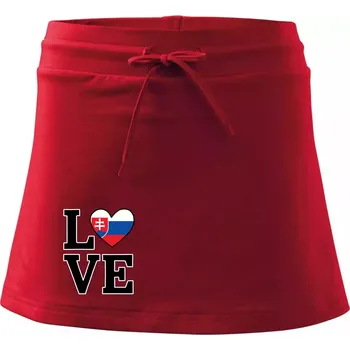 Dámská sukně Love Slovenská vlajka - Sportovní sukně - two in one - L ( Červená )