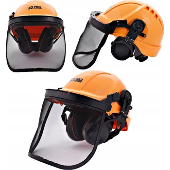 Pracovní přilba OCHRANNÁ PŘILBA PRO PILČÍKY, DŘEVORUBCE A LESNÍKY S OCHRANOU OBLIČEJE (SÍŤKA), ATEST CE, 26dB