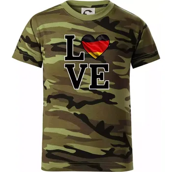 Love Německá vlajka - Dětské maskáčové triko - 122 cm/6 let ( Zelený maskáč )