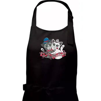 Kuchyňská zástěra Kočky v objetí (Pecka design) - Pánská zástěra na vaření - Univerzální velikost ( Černá )