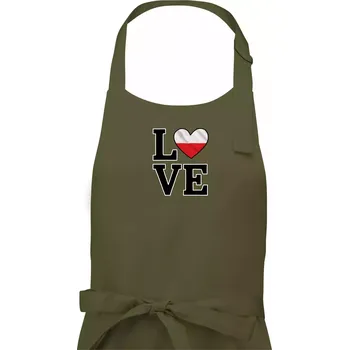 Kuchyňská zástěra Love Polská vlajka - Pánská zástěra na vaření - Univerzální velikost ( Khaki )