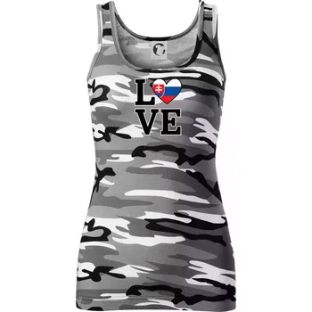 Dámské tričko Love Slovenská vlajka - Dámské Maskáčové tílko - XS ( Šedý maskáč )