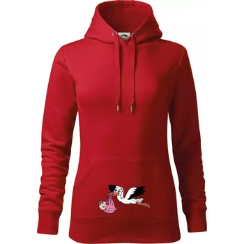 Dámská mikina Čáp a miminko - holka (Hana-creative) - Mikina dámská Cape s kapucí - M ( Červená )