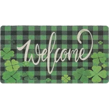 Rohožka Rohožka před vchodové dveře zelená s motivem čtyřlístků 43,2 x 73,7 cm