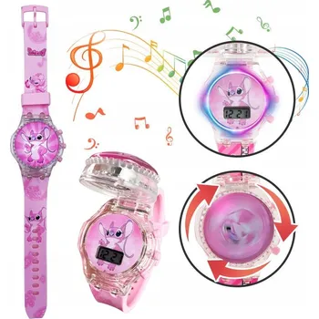 Hodinky Dětské hodinky OTOČNÉ pro děti LILO & STITCH + HUDBA + SVĚTLO