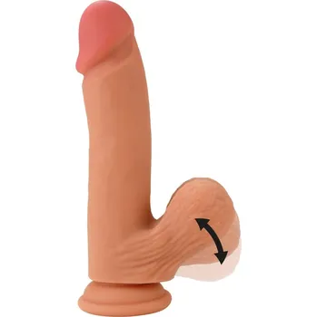 Dildo Hidden Desire Inferno Realistic Swinging Balls Dildo 19 cm 20702-SKIN, silikonové dildo s přísavkou a pohyblivými koulemi