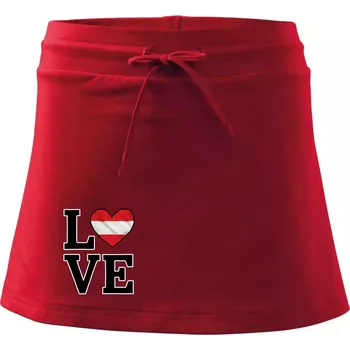 Dámská sukně Love Rakouská vlajka - Sportovní sukně - two in one - L ( Červená )