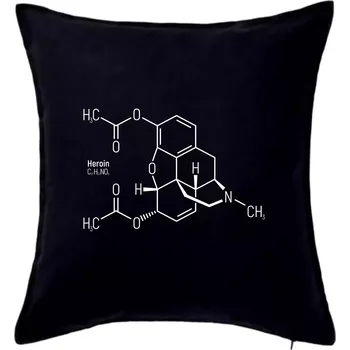 Polštář Molekulární struktura Heroin - Polštář 50x50 - 50x50 - Pouze potah ( Černá )