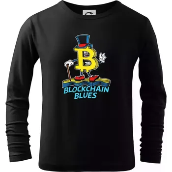 Chlapecké tričko Blockchain Blues - Triko dětské Long Sleeve - 122 cm/6 let ( Černá )