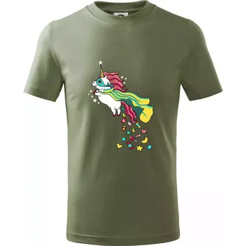 Chlapecké oblečení Sweet jednorožec (Pecka design) - Tričko dětské bavlněné - 122 cm/6 let ( Khaki )