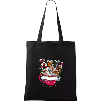 Nákupní taška Vánoční Punč - hrneček (Pecka design) - Taška bavlněná - 42 x 38 cm ( Černá )