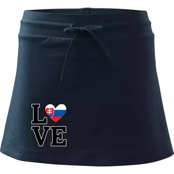 Dámská sukně Love Slovenská vlajka - Sportovní sukně - two in one - M ( Námořní modrá (velmi tmavá - téměř černá) )