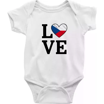 Kojenecké oblečení Love Česká vlajka - Body kojenecké s krátkým rukávem - Krátký r. do 3 měs ( Bílá )