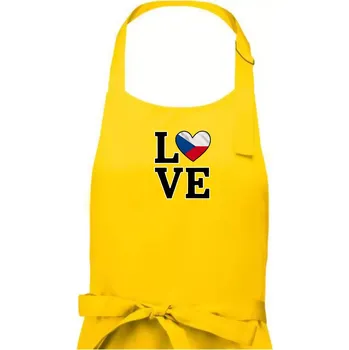 Kuchyňská zástěra Love Česká vlajka - Dámská zástěra na vaření - Univerzální velikost ( Žlutá )