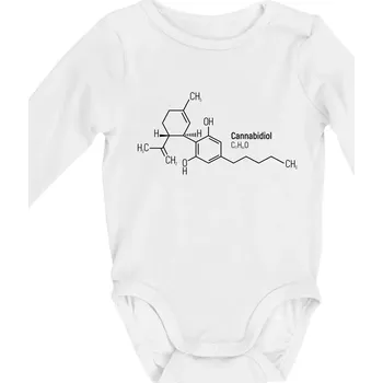 Molekulární struktura CBD (Canabidiol) - Body kojenecké s dlouhým rukávem - Dlouhý r. do 3 měs ( Bílá )