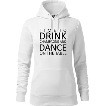 Dámská mikina Time to drink Champagne - Mikina dámská Cape s kapucí - XS ( Bílá )