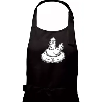 Kuchyňská zástěra Kuře sedící na bitcoinovém hnízdě - Dámská zástěra na vaření - Univerzální velikost ( Černá )