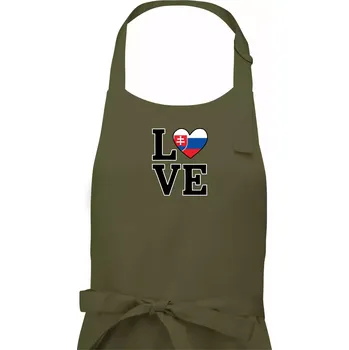 Kuchyňská zástěra Love Slovenská vlajka - Dámská zástěra na vaření - Univerzální velikost ( Khaki )