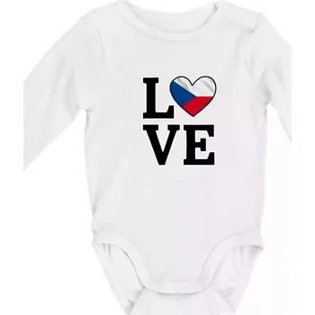 Kojenecké oblečení Love Česká vlajka - Body kojenecké s dlouhým rukávem - Dlouhý r. do 3 měs ( Bílá )
