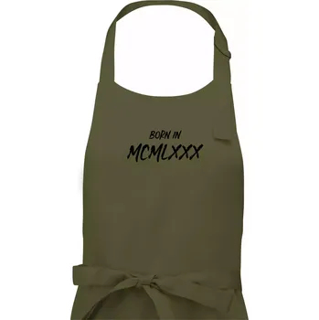 Kuchyňská zástěra Born in - Římské číslo 1980 - Pánská zástěra na vaření - Univerzální velikost ( Khaki )