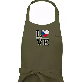Kuchyňská zástěra Love Česká vlajka - Dámská zástěra na vaření - Univerzální velikost ( Khaki )