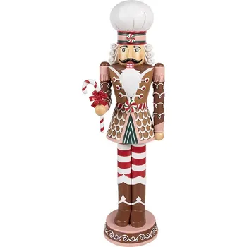 Vánoce Hnědočervená vánoční dekorace Louskáček v perníkovém obleku - 15*12*46 cm