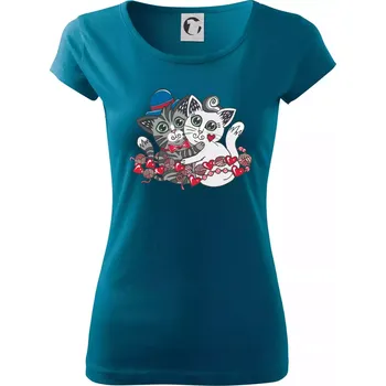 Dámské tričko Kočky v objetí (Pecka design) - Dámské triko Pure - 3XL ( Petrolejová )