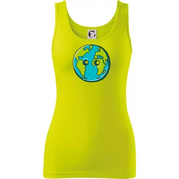 Dámské tričko Planeta země knoflík (Pecka design) - Dámské tílko - M ( Limetková )