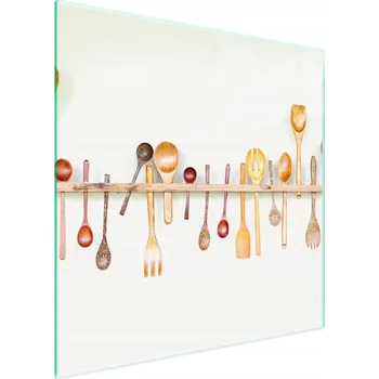 Obraz Skleněná ochranná deska na sporák 50x52 Lžíce