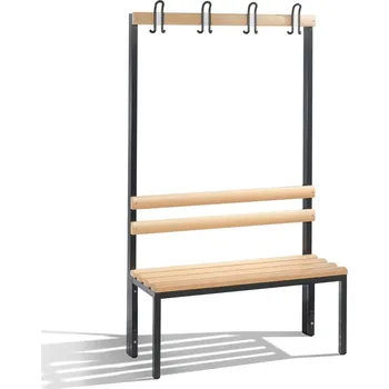 Šatní skříň Šatní lavice Basic, jednostranná, masivní sedák z bukových lišt, š 1000 mm