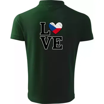 Pánská košile Love Česká vlajka - Polokošile pánská Pique Polo 203 - 5XL ( Lahvově zelená )