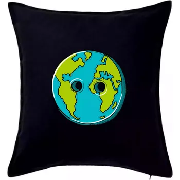 Polštář Planeta země knoflík (Pecka design) - Polštář 50x50 - 50x50 - Pouze potah ( Černá )