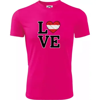 Chlapecké tričko Love Rakouská vlajka - Dětské triko sportovní (dresovina) - 122 cm/6 let ( Neon Pink )