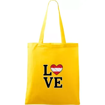 Nákupní taška Love Rakouská vlajka - Taška bavlněná - 42 x 38 cm ( Žlutá )